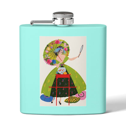 Lady with the Golden Fish Stainless Steel Flask – Whimsical Fashion & Playful Fantasy