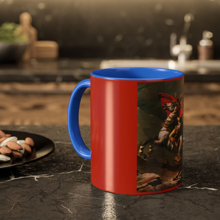 Napoleon Crossing the Alps by Jacques-Louis David Colorful Mugs (11oz, 15oz)