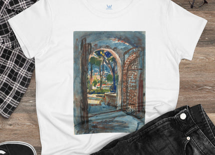 Gate in S. Miniato by Martin Monnickendam Women's Midweight Cotton Tee