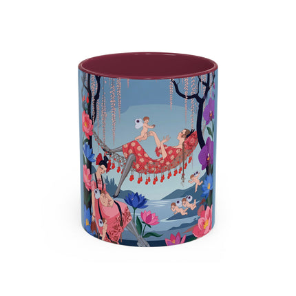 The Ladies Of The Enchanted Hammock Colorful Mugs – Art Deco Whimsical Garden Elegance