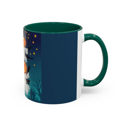🐈‍⬛🎃 The Flying Black Cats Of Halloween Colorful Mug – Whimsical Storybook Charm
