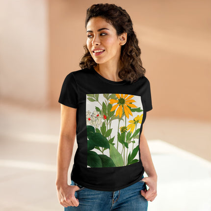 Clerodendrum & Rudbeckia Flower by Tanigami Kônan Women's Midweight Cotton Tee