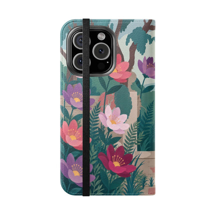 🌺🎭 The Garden Courtship Flip Case – Art Deco Floral Romance