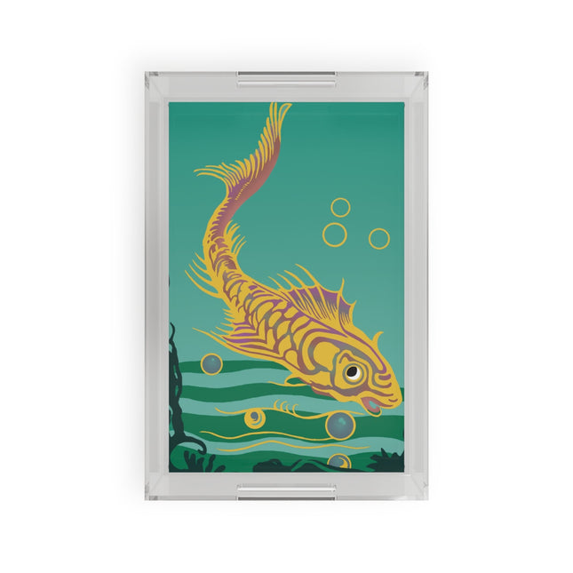 Golden Serenity Acrylic Serving Tray