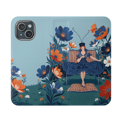 🌺🎩 The Lady Of The Grand Flower Garden Flip Case – Art Deco Floral Fantasy
