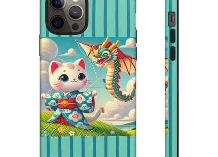Geisha Kitten and the Dragon Kite Phone Cases