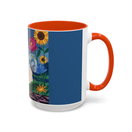 The Lady Of The Golden Parasol Colorful Mugs – Art Deco Botanical Elegance