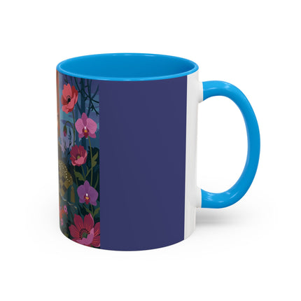 The Lady And The Midnight Birdcage Colorful Mugs – Art Deco Botanical Elegance