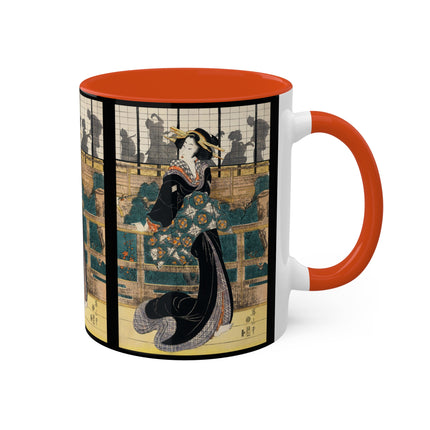Japanese woman woodcut print by Kikukawa Eizan Colorful Mugs, 11oz