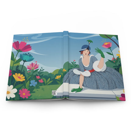 🌺💙 The Lady Of The Peacock Hat Hardcover Journal – Art Deco Garden Elegance