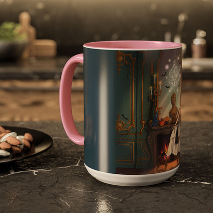 🕯️🎃 The Moonlit Manor Drawing Room Colorful Mug – Elegant Halloween Charm
