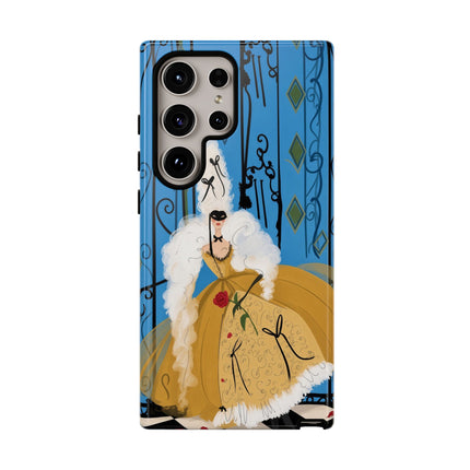 🎭🌹 The Lady At The Masquerade Gates Phone Case – Art Deco Fashion Illustration