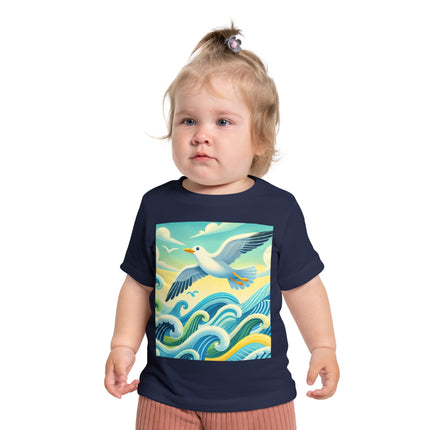 Seagull Riding a Wave Baby T-Shirt – A Splash of Seaside Adventure