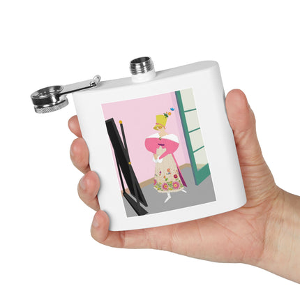 The Yellow Hat Stainless Steel Flask – 1920s Vogue Whimsy & Playful Elegance