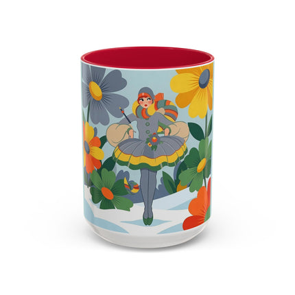 ❄️🌼 The Winter Flower Wanderer Colorful Mug – Colorful Art Deco Snow Fantasy