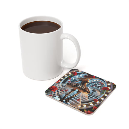 Halloween Witch Through the Mirror Cork Back Coaster