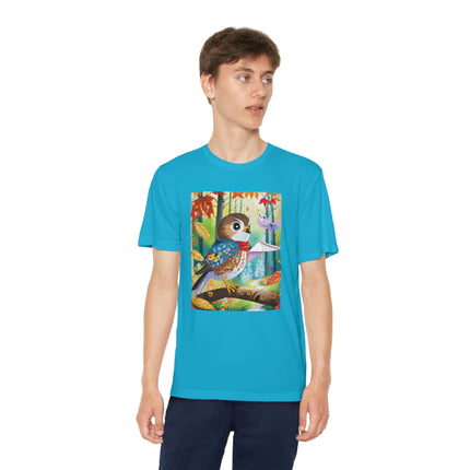 Baby Hawk Plays in Forest Youth Competitor Tee