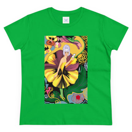 Women's Enchanted Pansy Print Midweight Cotton Tee