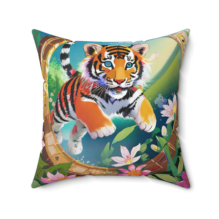 Majestic Tiger Cub Spun Polyester Square Pillow