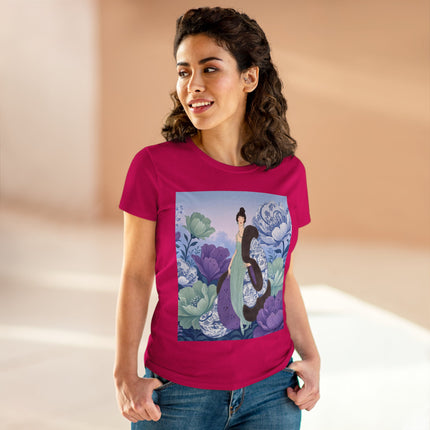 💜🌸 The Lavender Porcelain Garden Cotton Tee – Art Deco Fashion Elegance