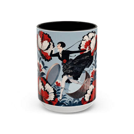 ❤️🌺 The Scarlet Blossom Dancer Colorful Mug – Art Deco Fashion Whimsy