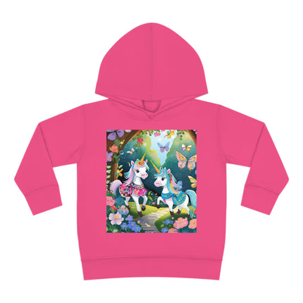 Baby Unicorns and Fluttering Butterflies Toddler Pullover Fleece Hoodie