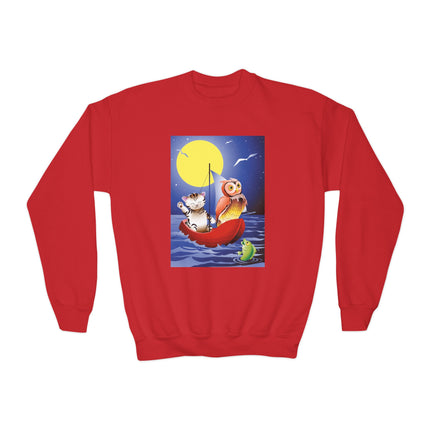 Embarking on a Moonlit Journey Youth Crewneck Sweatshirt – Whimsical Ocean Adventure