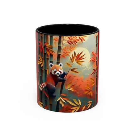 Red Panda at an Autumn Bamboo Grove Colorful Mugs (11oz, 15oz)