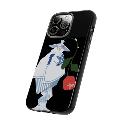 Blue & White Porcelain Geisha Phone Case – Elegant Mystery & Floral Grace