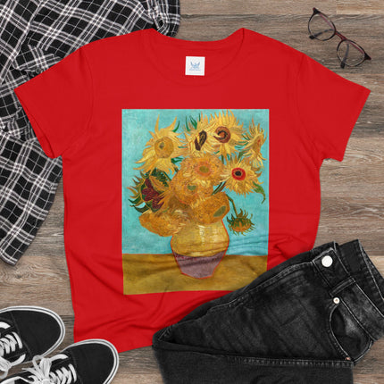 Vase with Twelve Sunflowers by Vincent van Gogh Women's Midweight Cotton Tee