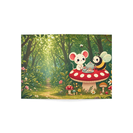 🐭🐝 The Little Woodland Tea Party Greeting Card – Whimsical Animal Adventure