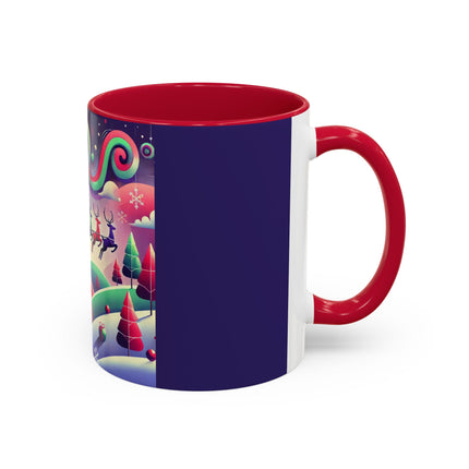 Festive Reindeer Flight Colorful Mugs (11oz, 15oz)