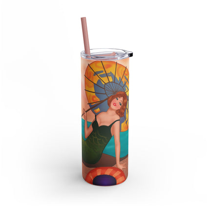 Mermaid with Parasol and Cupid by George Barbier Skinny Matte Tumbler, 20oz