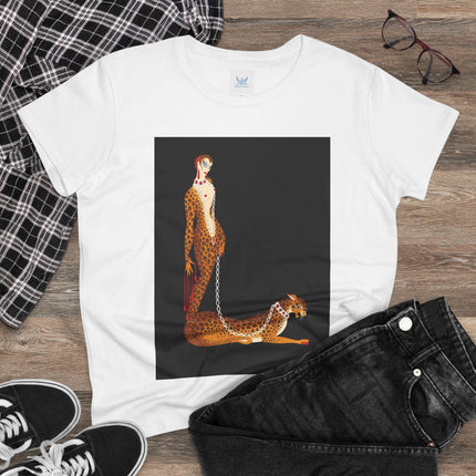 Leopard Queen Women's Midweight Cotton Tee – Exotic Glamour & Timeless Elegance