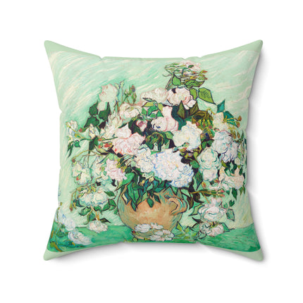 Roses by Vincent Van Gogh Spun Polyester Square Pillow
