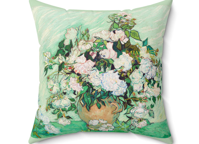 Roses by Vincent Van Gogh Spun Polyester Square Pillow