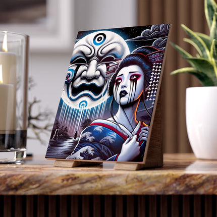 Geisha’s Black Ink Tears Ceramic Tile