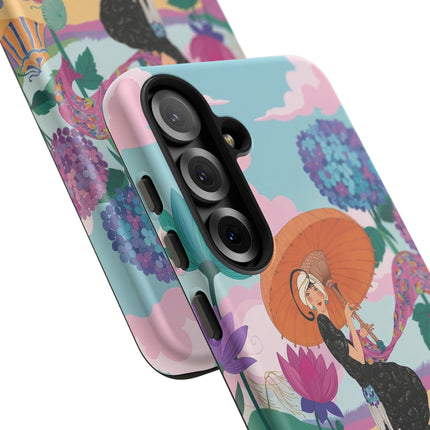 🌊☂️ The Lady Of The Flowered Seashore Phone Case – Art Deco Seaside Fashion
