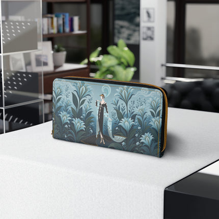 🌿🩵 The Enchanted Blue Lily Garden Wallet – Art Deco Botanical Elegance
