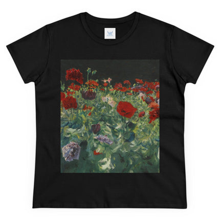 Poppies (A Study of Poppies for Carnation, Lily, Lily, Rose) by John Singer Sargent Women's Midweight Cotton Tee