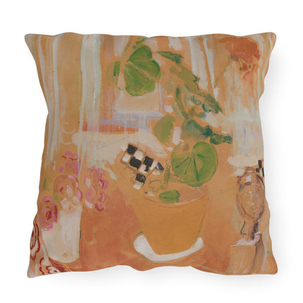 Still Life with Bronze Head by Oskar Moll Outdoor Pillows