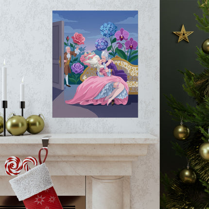 🌹💋 The Lady Of The Secret Rendezvous Matte Vertical Poster – Art Deco Romantic Whimsy