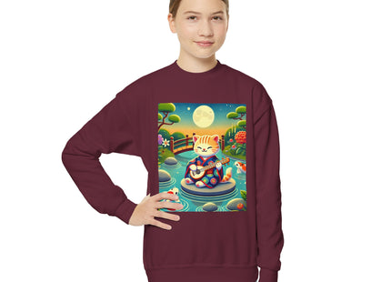 Melodic Kitten by the Koi Pond Youth Crewneck Sweatshirt