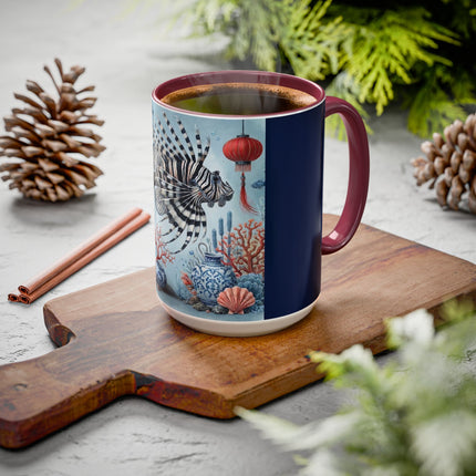 Lionfish & Lantern Colorful Mug – Mystical Ocean & Asian Harmony