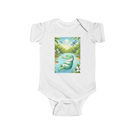 Tranquil River Dream Baby Bodysuit – Crocodile Jungle Serenity Design