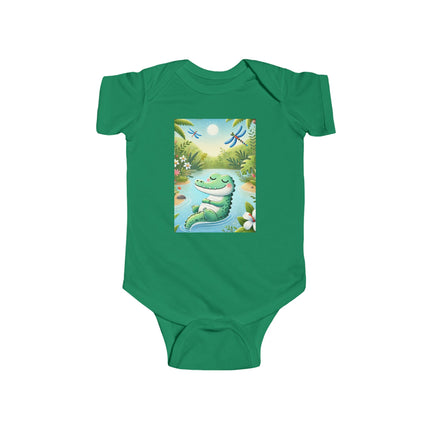 Tranquil River Dream Baby Bodysuit – Crocodile Jungle Serenity Design