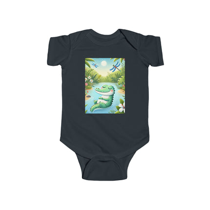 Tranquil River Dream Baby Bodysuit – Crocodile Jungle Serenity Design