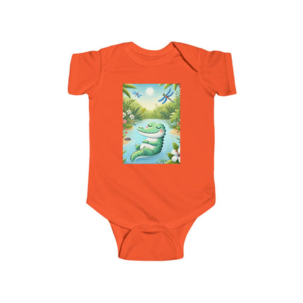 Tranquil River Dream Baby Bodysuit – Crocodile Jungle Serenity Design