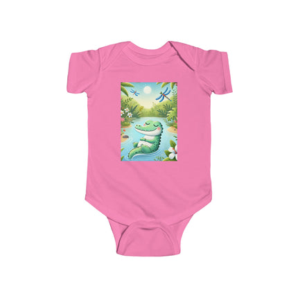 Tranquil River Dream Baby Bodysuit – Crocodile Jungle Serenity Design