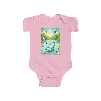 Tranquil River Dream Baby Bodysuit – Crocodile Jungle Serenity Design